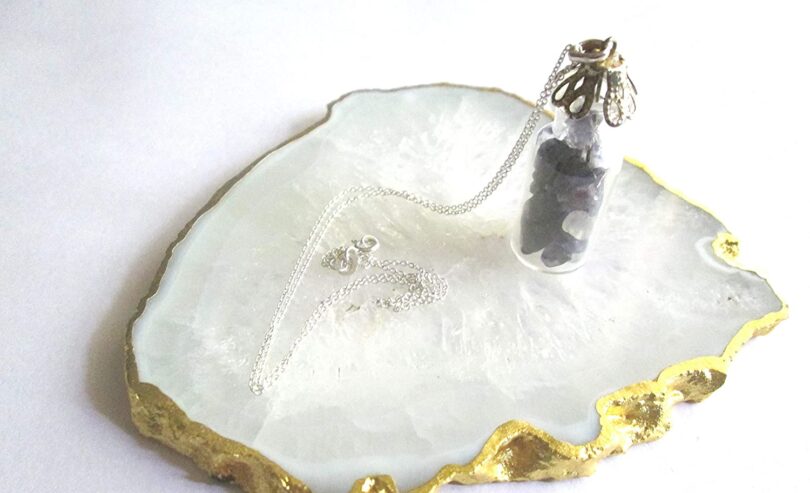 Iolite Crystal Wish Bottle Pendant Necklace | Iolite Chips in Glass Wish Bottle| 18"- Silver Plated Chain | Gifts for Her - Image 6