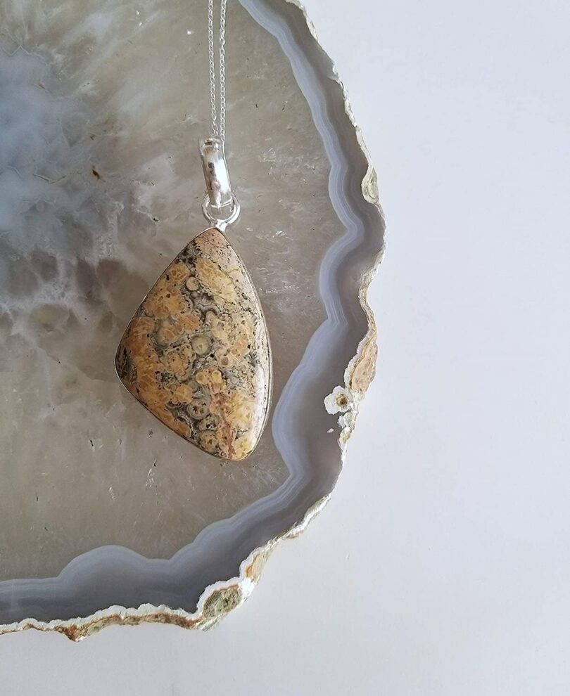 Ocean jasper Stone Pendant Necklace | Natural Gemstone Pendant -18"- Chain Necklace | Geniune Ocean Jasper Stone GS Pendant | Gift Packing - Image 5