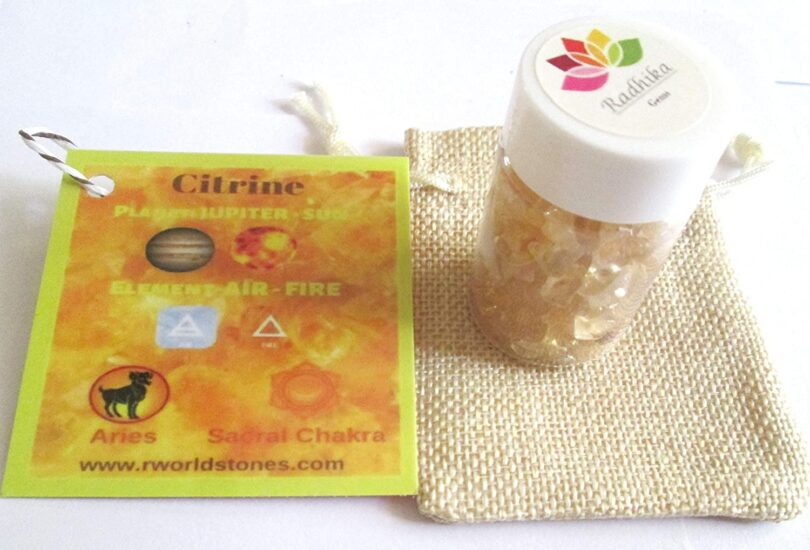 Citrine Crystal chip bottle | 50 Gms. Natural Gemstone Chips | Manifestation Crystals Bottle | Crystal Chip healing bottle | Reiki Stone Chips | DIY CrystalL Chips