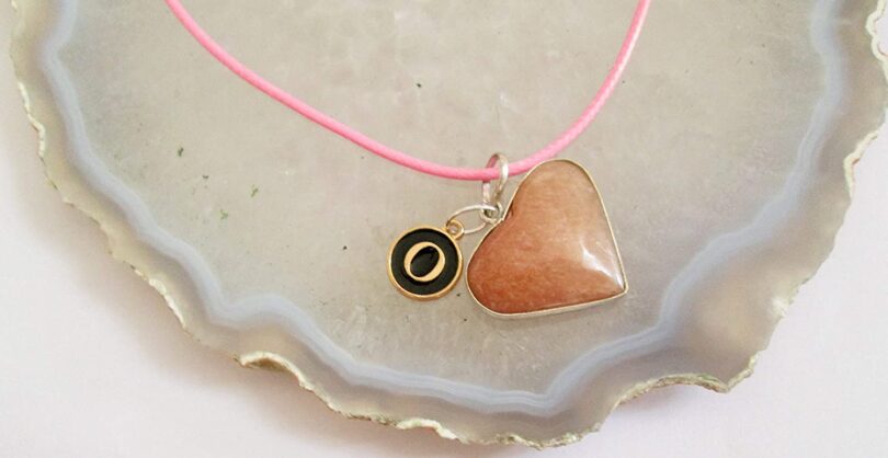 Personalised Letter - O - with Pink Agate Pendant | Stunning Natural Stone Necklace | Crystal Pendant with Inital -18"- Waxed Cord Necklace | Gift for Her