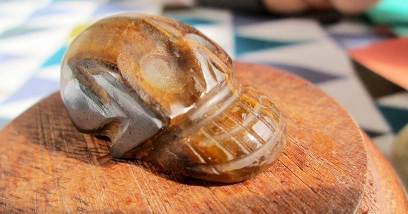 Tigers Eye Crystal Skull | 30mm Crystal Skull | Crystal Skull Halloween Decoration | Tigers Eye Skull Gift | Gift Skull Carving - Image 2