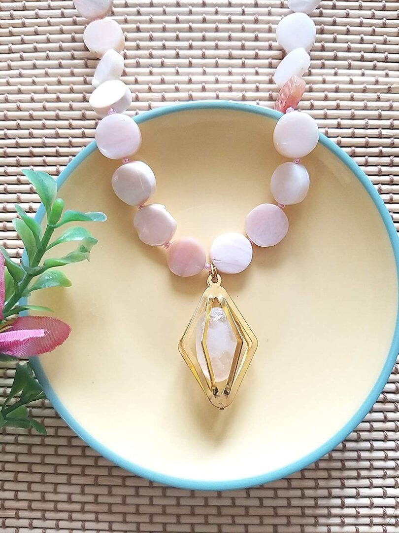 Rose Quartz Pendant Necklace | Rose Quartz Pendant Necklace | Healing Stone | Meditation | Gift Amethyst Crystal Energy Necklace