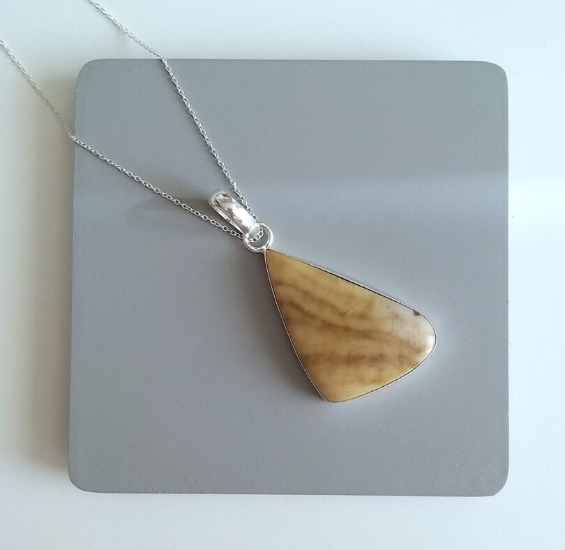 Yellow Lace Agate Pendant Necklace | Natural Gemstone Pendant -18"- Chain Necklace | Geniune Yellow Lace Agate Crystal GS Pendant | Gift Packing - Image 3