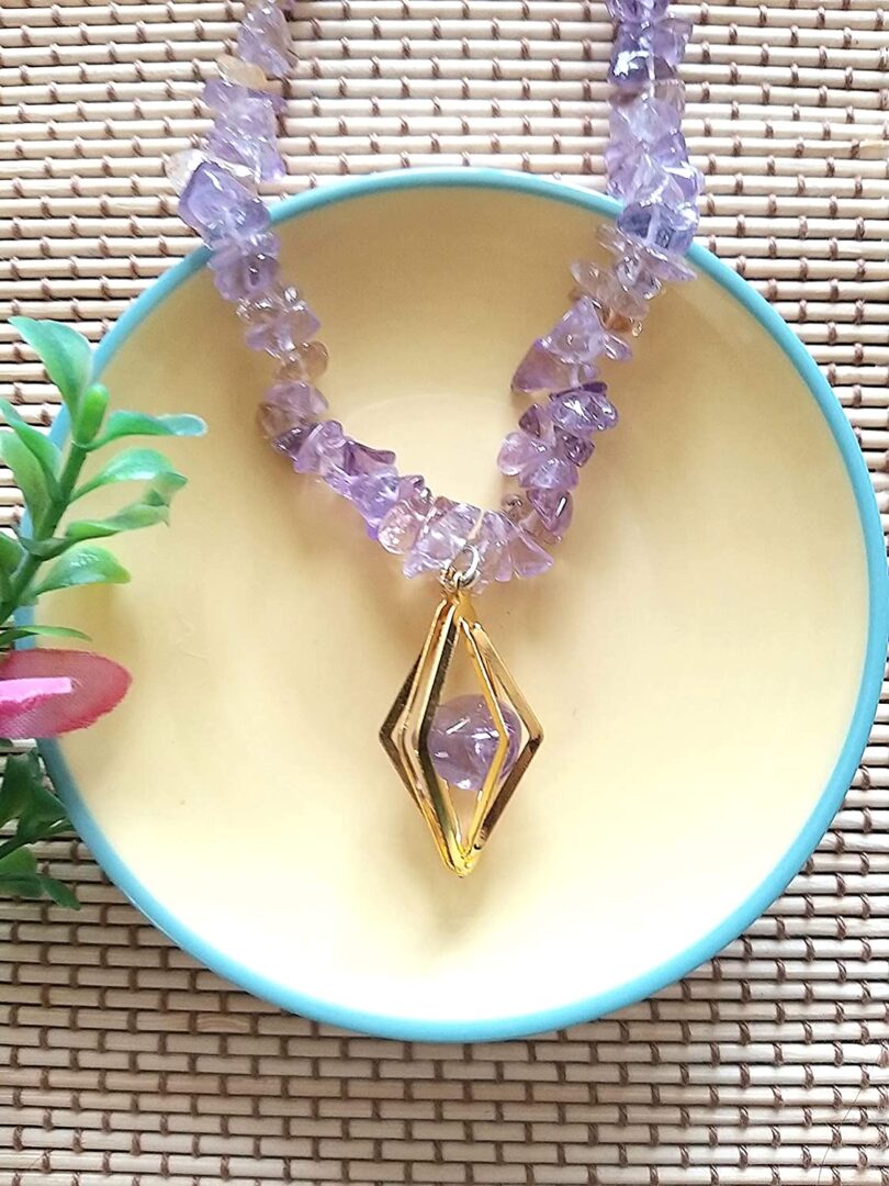 Amethyst Pendant Necklace | Amethyst Agate Slice Pendant Necklace | Healing Stone | Meditation | Gift Amethyst Crystal Energy Necklace - Image 2