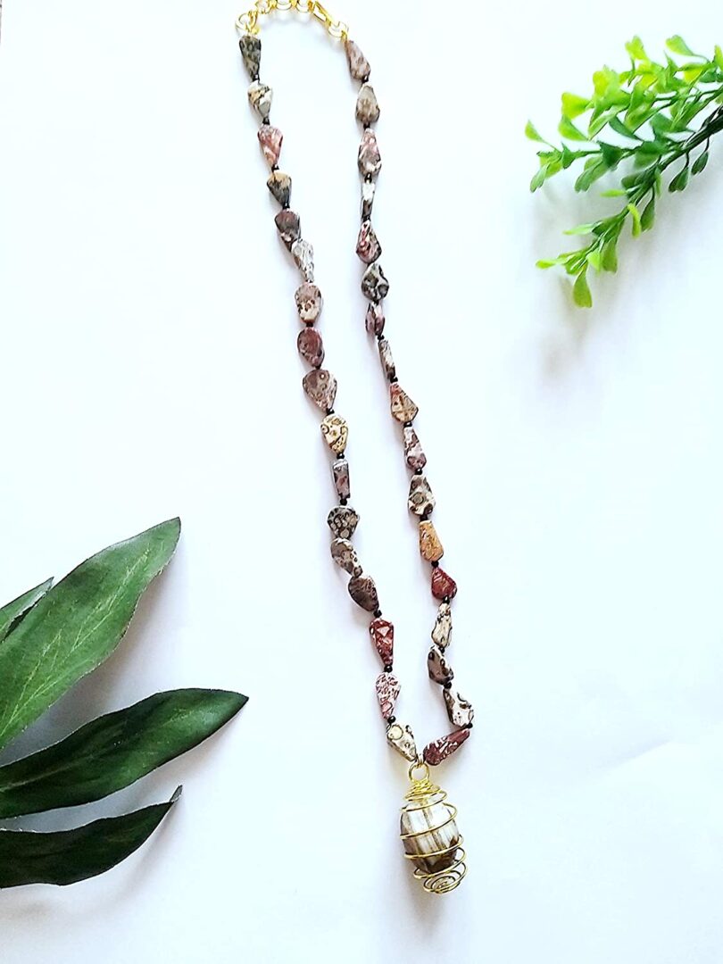 Ocean Jasper Pendant Necklace | Natural Ocean Jasper Gemstone Crystal Necklace | Natural Ocean Jasper Necklace | Negative Energy Protection Necklace | Gift for Her - Image 2