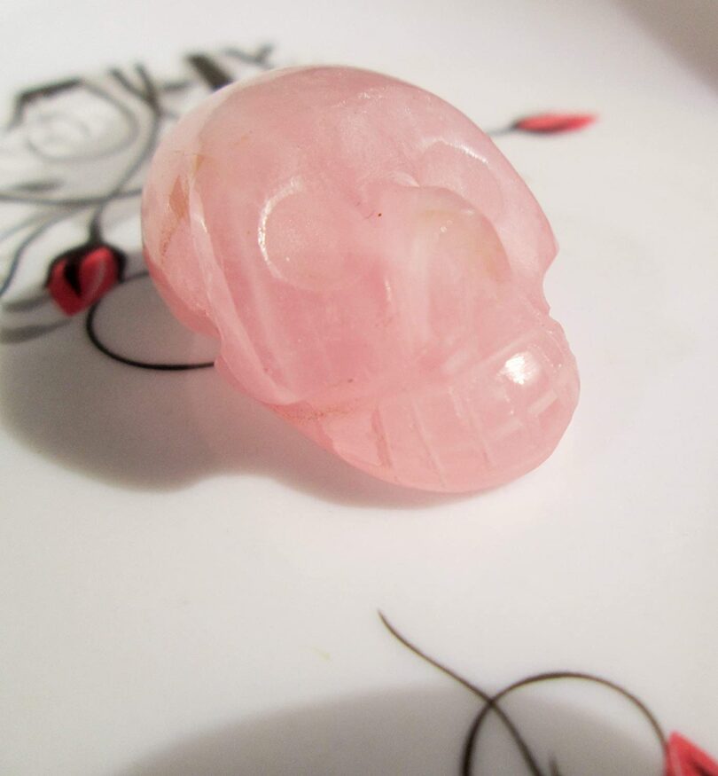 Rose Quartz Crystal Skull | 30mm Crystal Skull | Crystal Skull Halloween Decoration | Rose Quartz Skull Gift | Gift Skull Carving