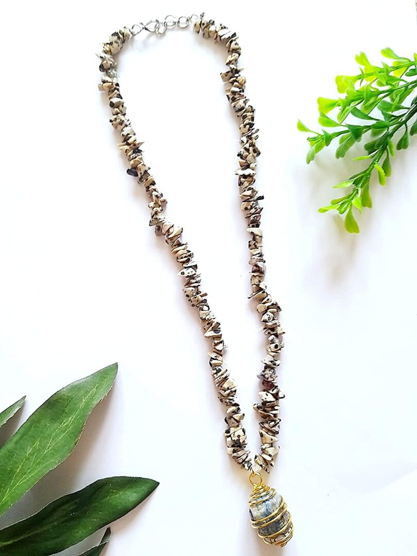 Dalmation Pendant Necklace | Natural Dalmation Gemstone Crystal Necklace | Natural Dalmation Necklace | Negative Energy Protection Necklace | Gift for Her - Image 3