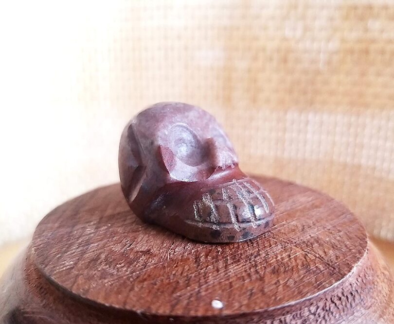 Petrified Wood Crystal Skull | 30mm Crystal Skull | Crystal Skull Halloween Decoration | Petrified Wood Skull Gift | Gift Skull Carving - Image 5