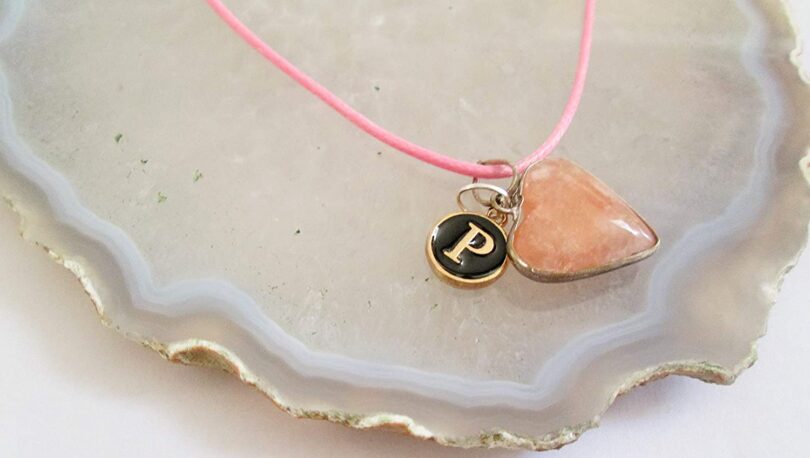 Personalised Letter - P - with Citrine Pendant | Stunning Natural Stone Necklace | Crystal Pendant with Inital -18"- Waxed Cord Necklace | Gift for Her