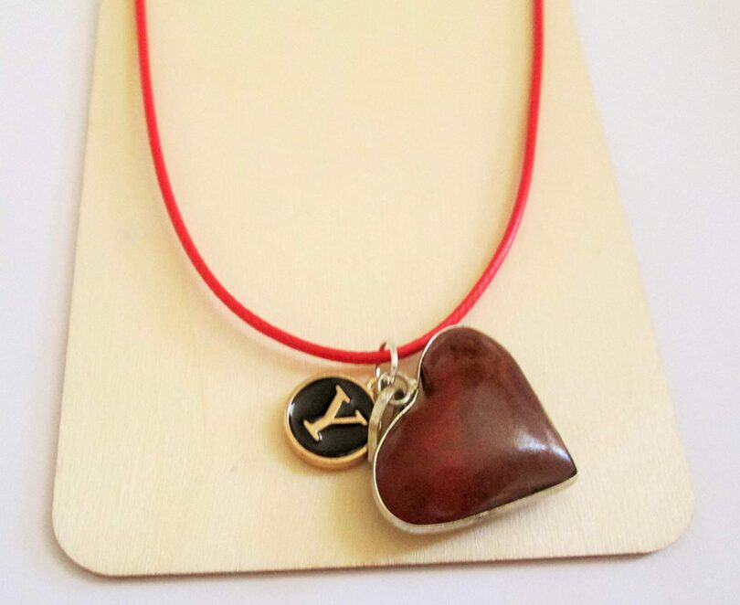 Personalised Letter - Y - with Red Jasper Pendant | Stunning Natural Stone Necklace | Crystal Pendant with Inital -18"- Waxed Cord Necklace | Gift for Her - Image 2