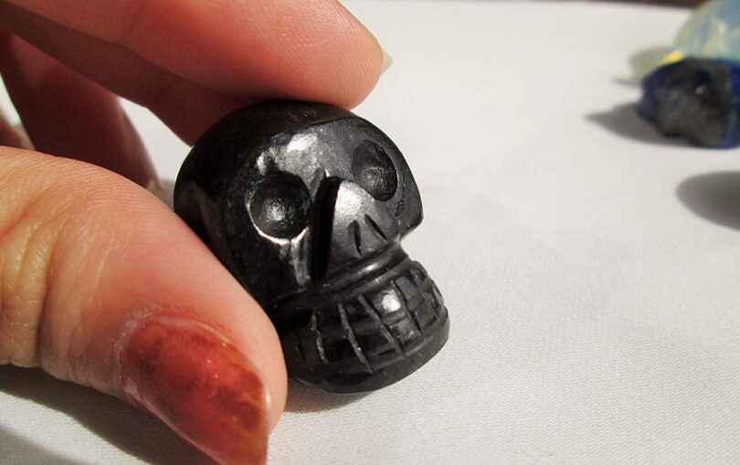 Black Onyx Crystal Skull | 30mm Crystal Skull | Crystal Skull Halloween Decoration | Black Onyx Skull Gift | Gift Skull Carving - Image 5