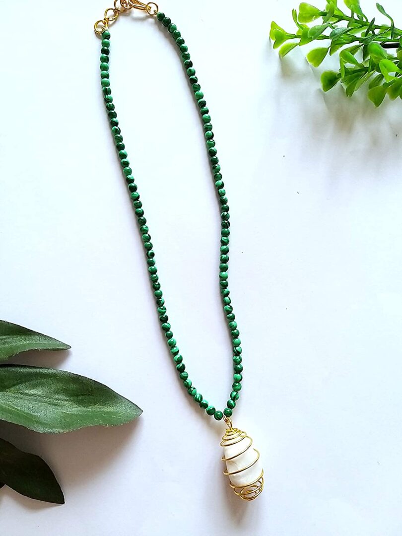 Malachite Pendant Gemstone Necklace | Malachite Pendant Necklace | Healing Stone | Meditation | Gift Malachite Crystal Energy Necklace