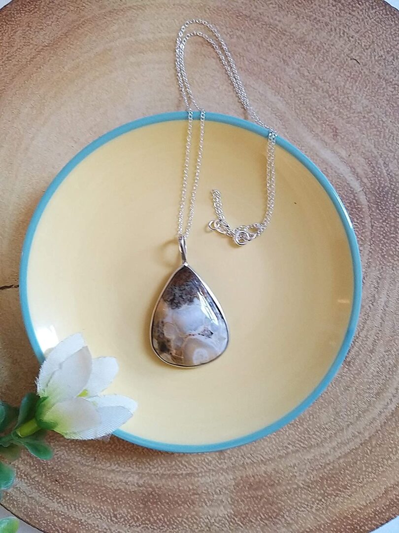 Ocean Jasper 925-Silver Pendant Necklace | 925- Silver Chain-16'' | Ocean Jasper 925-Silver Pendant | Geniune 925 Sterling Silver chain | Gift for Her - Image 2