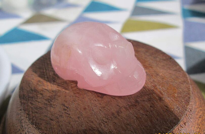 Rose Quartz Crystal Skull | 30mm Crystal Skull | Crystal Skull Halloween Decoration | Rose Quartz Skull Gift | Gift Skull Carving - Image 6