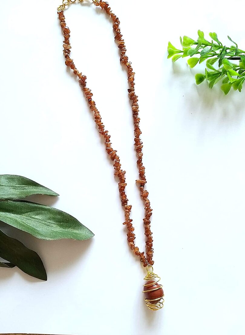 Hessonite Pendant Necklace | Natural Hessonite Gemstone Necklace | Healing Stone | Meditation | Gift Hessonite Crystal Energy Necklace - Image 3