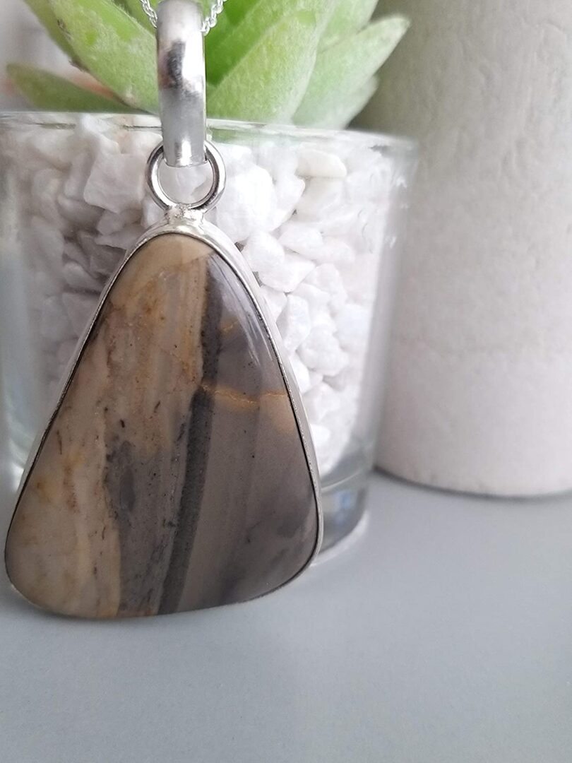 Ocean jasper Stone Pendant Necklace | Natural Gemstone Pendant -18"- Chain Necklace | Geniune Ocean Jasper Stone GS Pendant | Gift Packing - Image 3