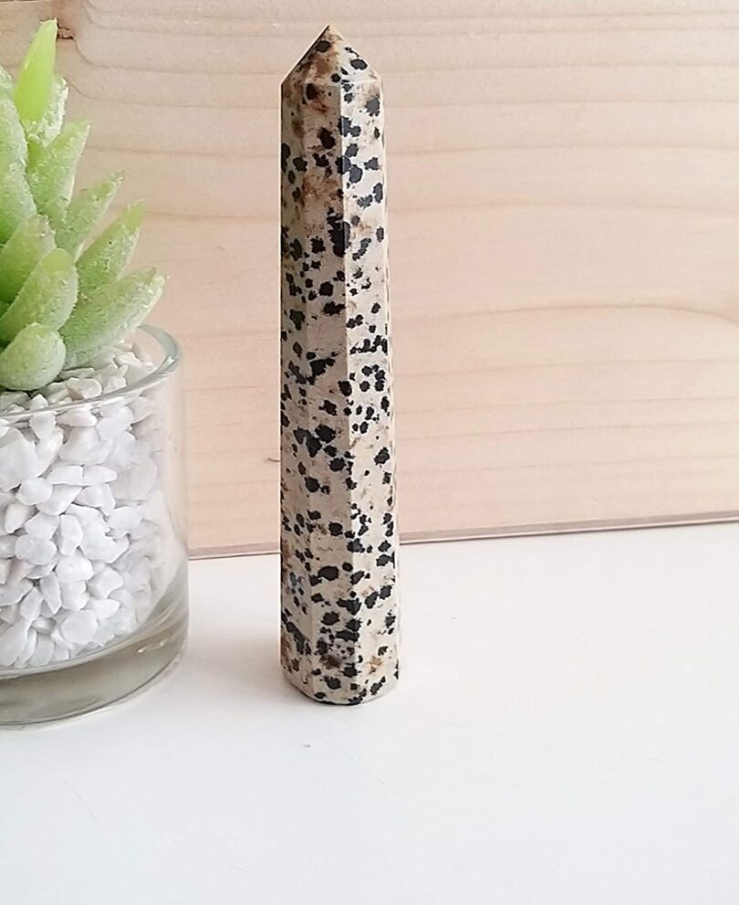 Dalmation Crystal Point | 100mm Large Dalmation Tower | Crystal Energy Healing Wand | Meditation|Gift Dalmation Energy Point - Image 4