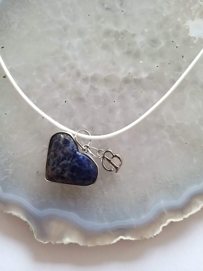 Initial - B - Necklace with Natural Sodalite Pendant | Stunning Personalised Necklace | Crystal Pendant with Inital -18"- Waxed Cord Necklace | Gift for Her