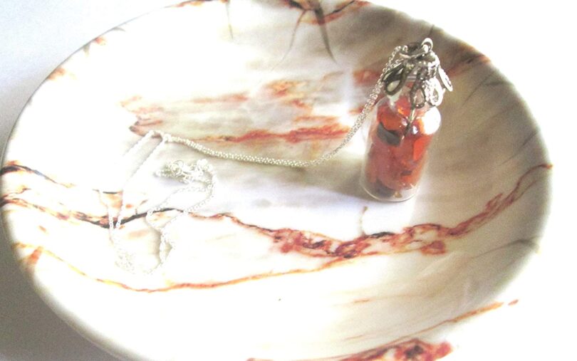 Carnelian Crystal Wish Bottle Pendant Necklace | Carnelian Chips in Glass Wish Bottle| 18"- Silver Plated Chain | Gifts for Her - Image 5