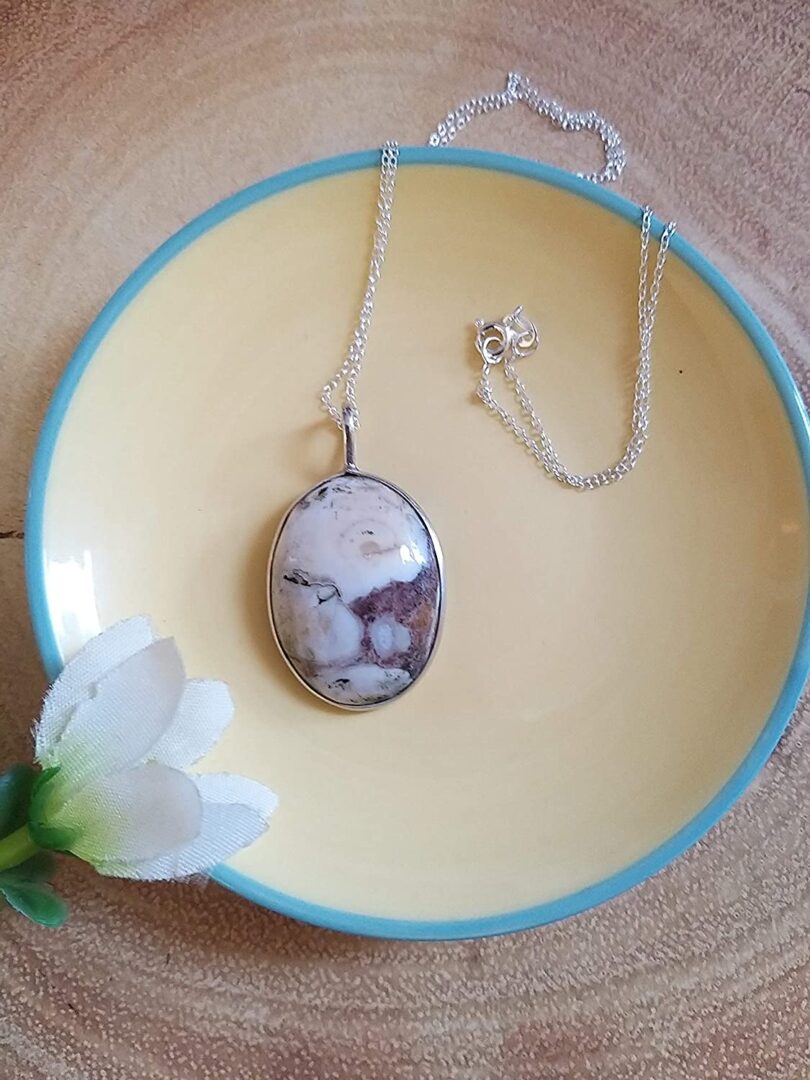 Ocean Jasper 925-Silver Pendant Necklace | 925- Silver Chain-16'' | Ocean Jasper 925-Silver Pendant | Geniune 925 Sterling Silver chain | Gift for Her - Image 2