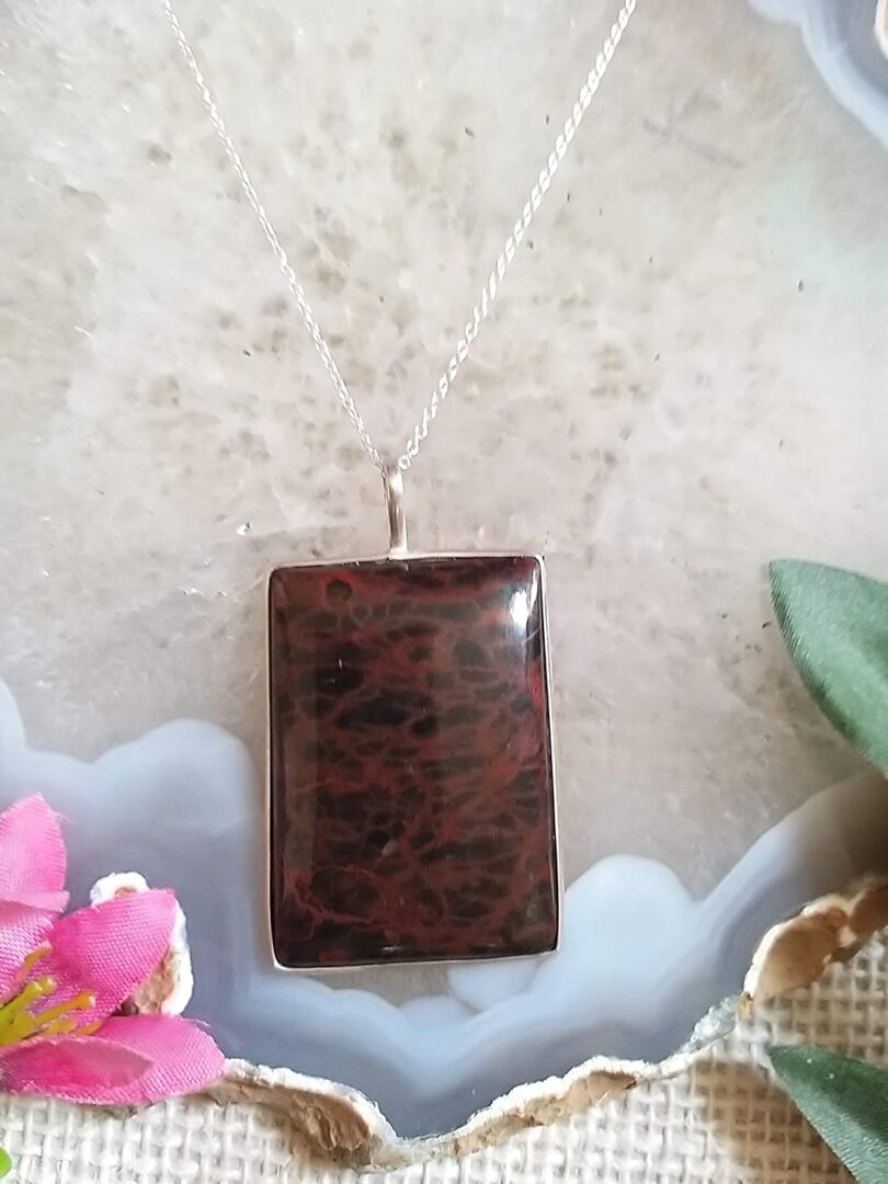 Mahogany Obsidian 925-Silver Pendant Necklace | 925- Silver Chain-16'' | Mahogany Obsidian 925-Silver Pendant | Geniune 925 Sterling Silver chain | Gift for Her