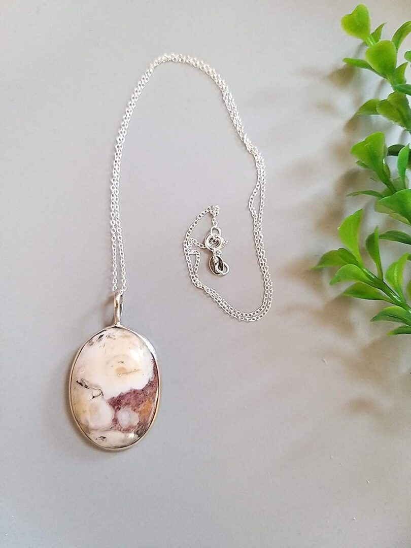 Ocean Jasper 925-Silver Pendant Necklace | 925- Silver Chain-16'' | Ocean Jasper 925-Silver Pendant | Geniune 925 Sterling Silver chain | Gift for Her - Image 3