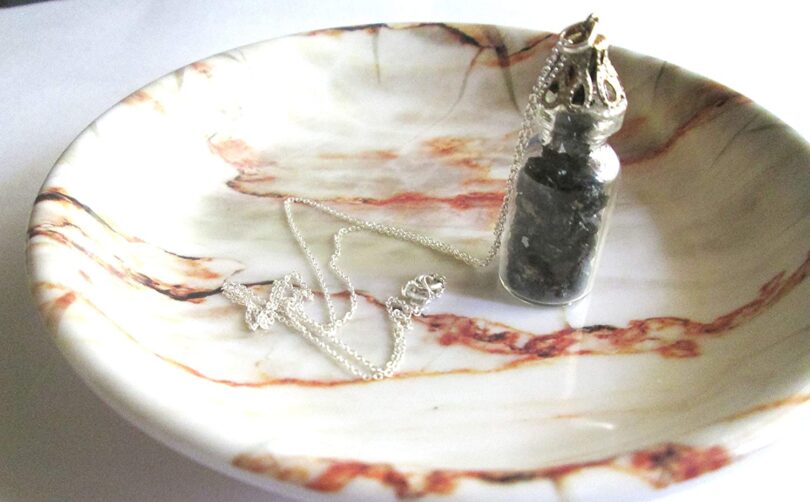 Black Onyx Crystal Wish Bottle Pendant Necklace | Black Onyx Chips in Glass Wish Bottle| 18"- Silver Plated Chain | Gifts for Her - Image 6