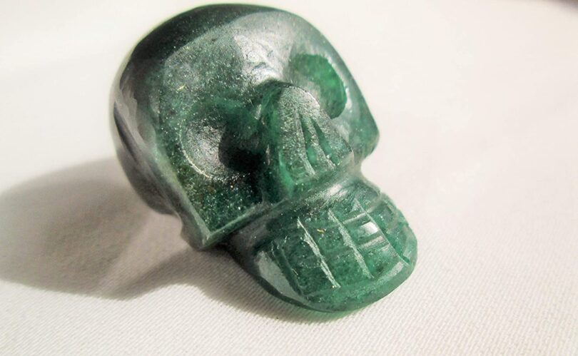 Green aventurine Crystal Skull | 30mm Crystal Skull | Crystal Skull Halloween Decoration | Green Aventurine Skull Gift | Gift Skull Carving