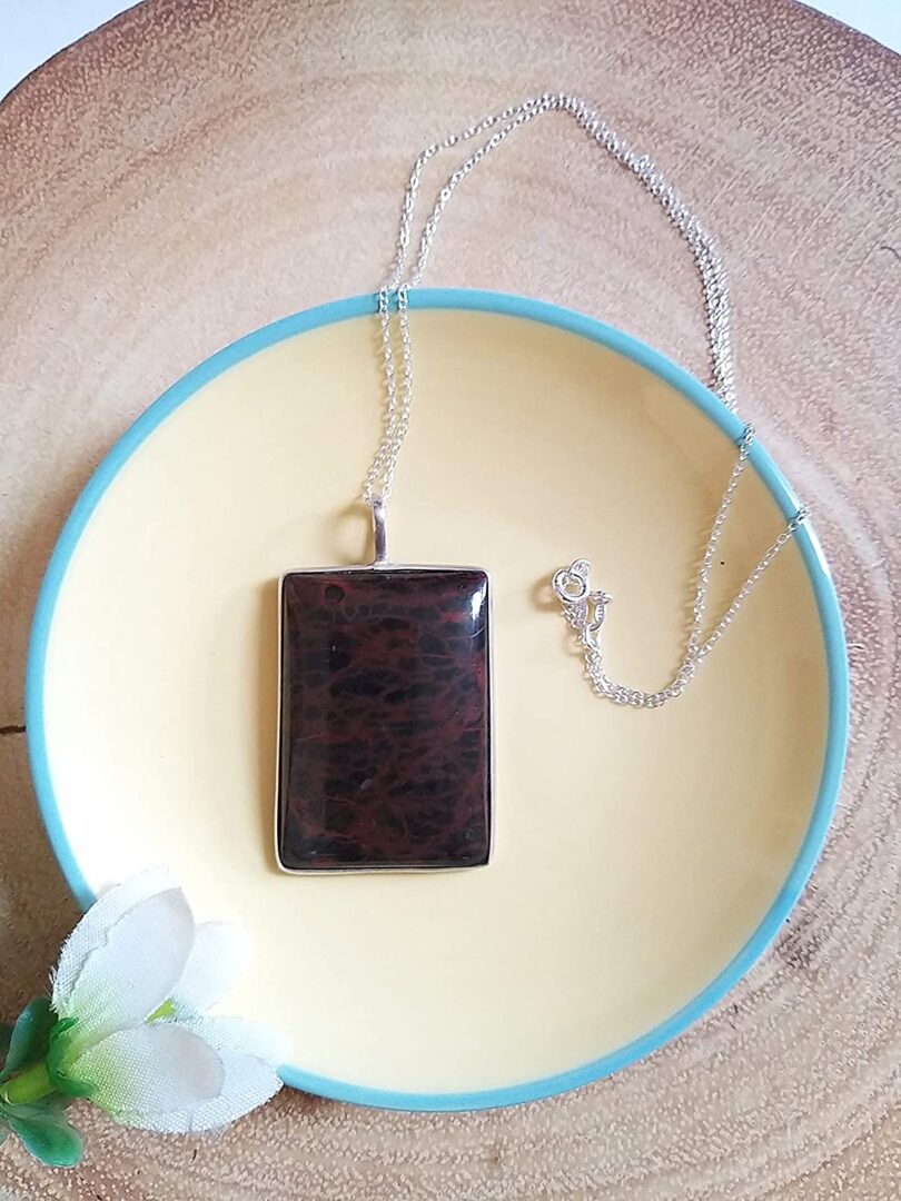 Mahogany Obsidian 925-Silver Pendant Necklace | 925- Silver Chain-16'' | Mahogany Obsidian 925-Silver Pendant | Geniune 925 Sterling Silver chain | Gift for Her - Image 2