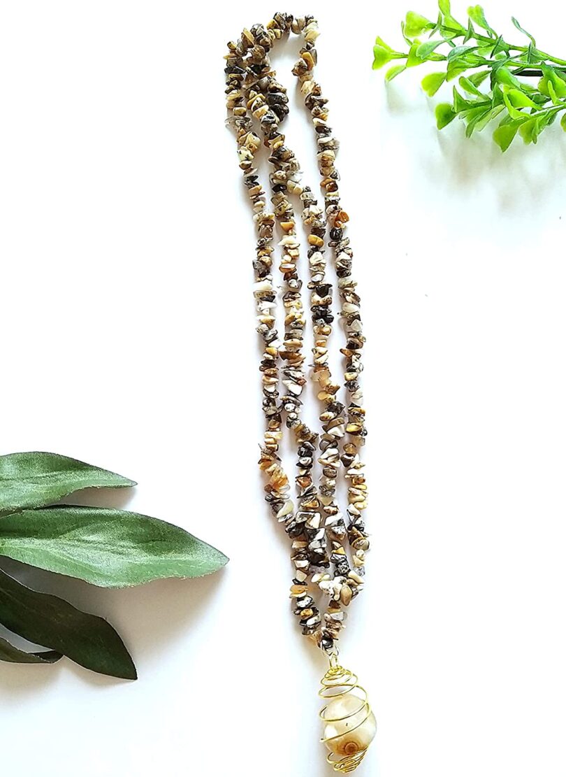 Ocean Jasper Pendant Necklace | Natural Ocean Jasper 90 cms.Long Crystal Necklace | Natural Ocean Jasper Necklace | Negative Energy Protection Necklace | Gift for Her