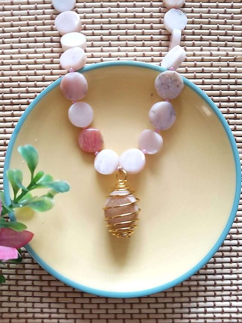 Rose Quartz Pendant Necklace | Rose Quartz Pendant Necklace | Healing Stone | Meditation | Gift Amethyst Crystal Energy Necklace