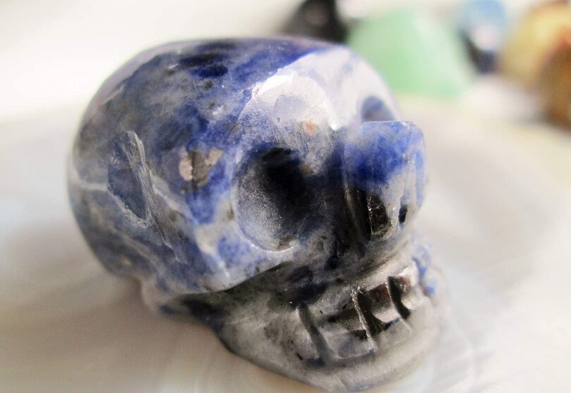 Sodalite Crystal Skull | 30mm Crystal Skull | Crystal Skull Halloween Decoration | Sodalite Skull Gift | Gift Skull Carving