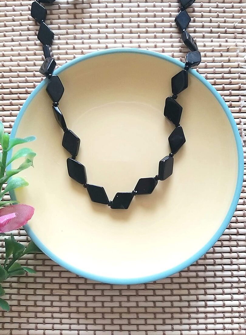 Black Onyx Gemstone Necklace | Stone Crystal Bead Necklace | Natural Black Onyx Necklace | Negative Energy Protection Necklace | Gift for Her - Image 2