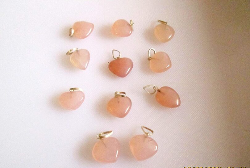 12 Pcs. Pink Quartz Mini Crystal Heart Pendants | 15 To 20mm Beautiful Natural Stone Pendants | Puffy Love Stone Hearts | Pink Quartz DIY Jewelry Making | Gift for Her - Image 4