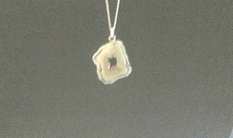 White Agate Sterling Silver Slice Pendant Necklace | Stunning White Agate 92.5 Silver Slice Pendant | 18"Genuine 925 Sterling Silver Chain | Gifts for Her - Image 2