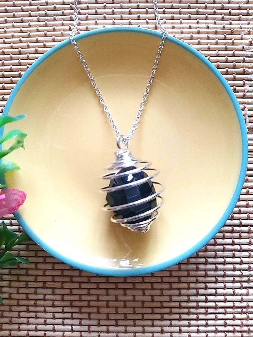 Black Obsidian Crystal Pendant Necklace | Natural Black Obsidian Gemstone Necklace | Obsidian Crystal Energy | Gift Crystal Energy Necklace | Gift for Her