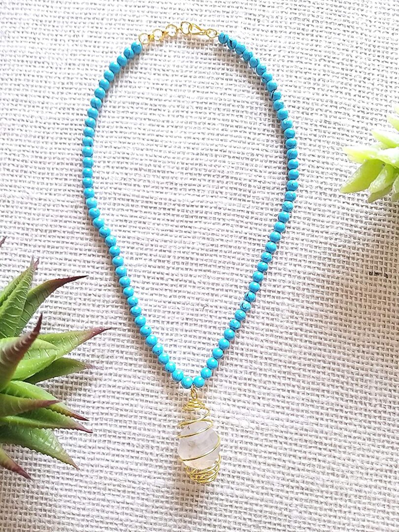 Turquoise Crystal Pendant Necklace | Natural Turquoise Necklace | Crystal Necklace Jewelery | Healing stone | Gift Turquoise Crystal Necklace