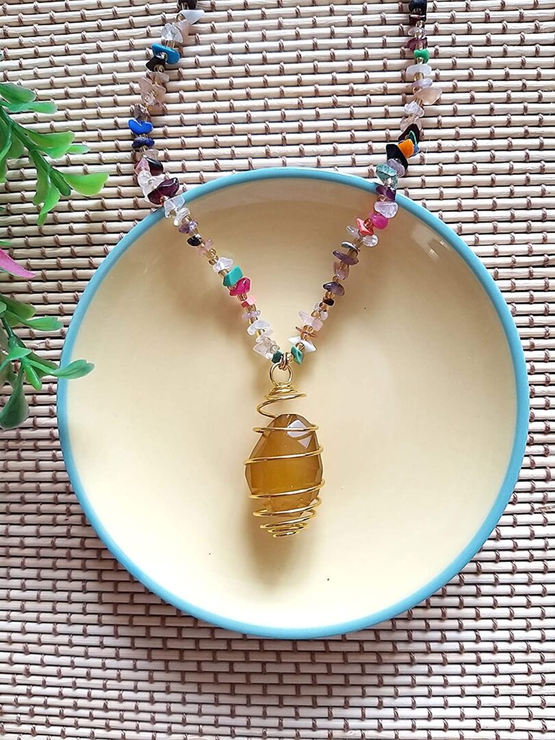 Citrine Crystal Pendant Necklace | Natural Citrine Multi Gemstones Necklace | Crystal Energy Necklace | Healing stone | Gift Crystal Necklace