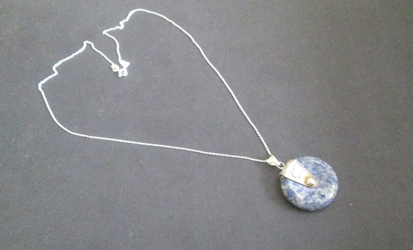 Lapis lazuli Sterling Silver Donut Pendant Necklace | Stunning Lapis Lazuli 92.5 Silver Pendant| 18"Genuine 925 Sterling Silver Chain | Gifts for Her - Image 2