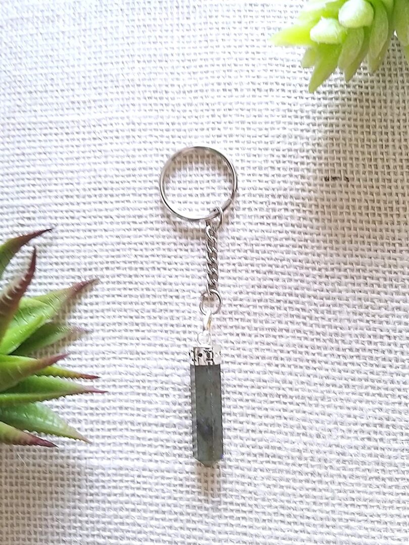 Labradorite Energy Point Keyring | Natural Labradorite | Crystal Gemstone Keyring | Healing stone | Gift Crystal Keyring