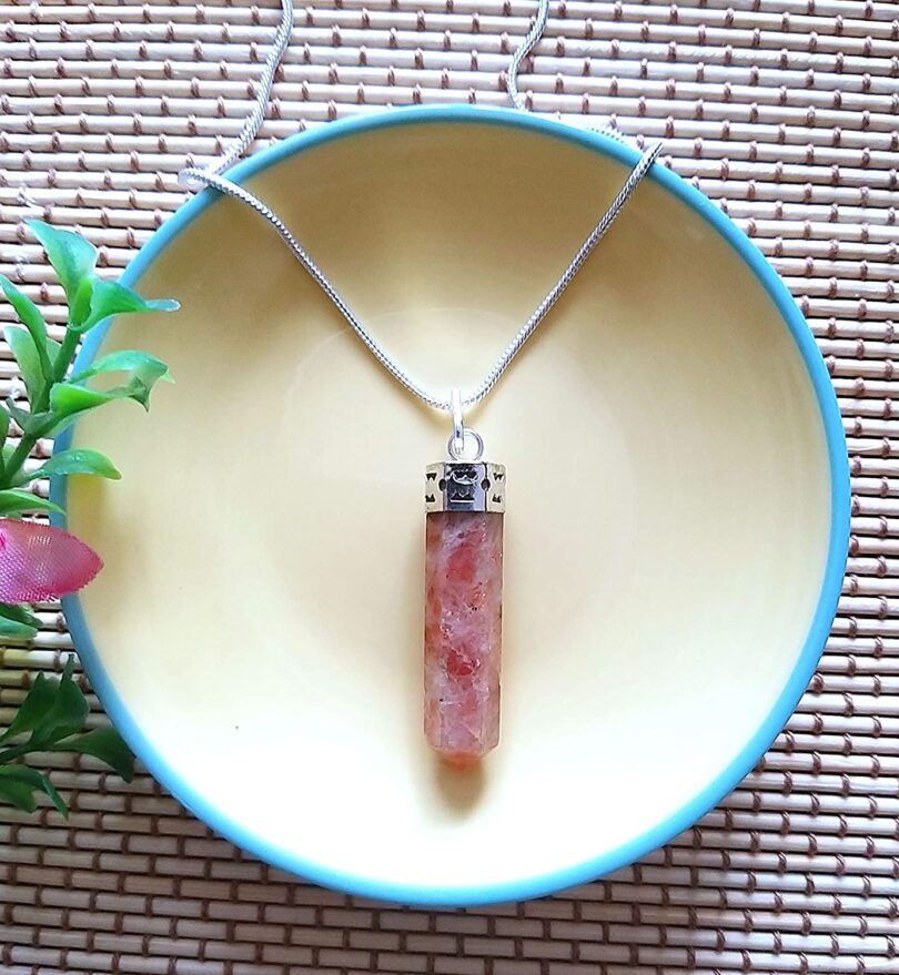 Sunstone Point Pendant Necklace | Natural Sunstone Energy Point Necklace| Crystal Energy Necklace Jewelery | Healing stone | Gift Crystal Necklace