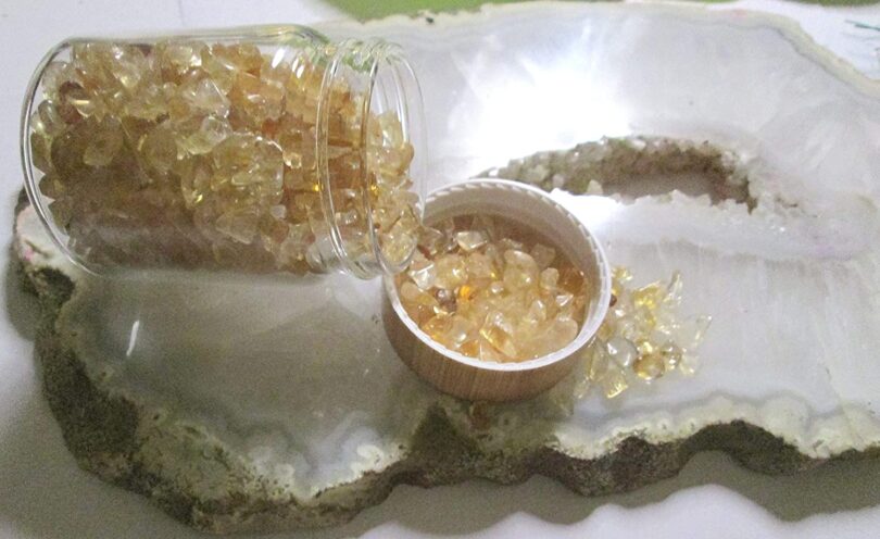 Citrine Crystal chip bottle | 50 Gms. Natural Gemstone Chips | Manifestation Crystals Bottle | Crystal Chip healing bottle | Reiki Stone Chips | DIY CrystalL Chips - Image 2