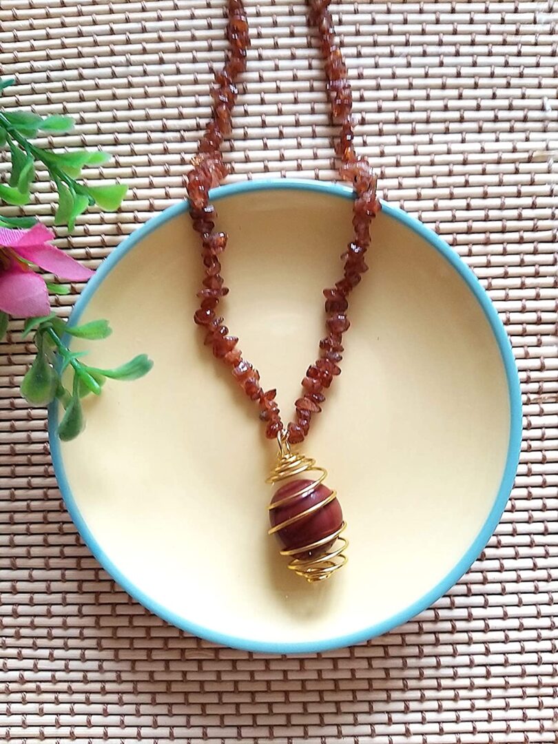 Hessonite Pendant Necklace | Natural Hessonite Gemstone Necklace | Healing Stone | Meditation | Gift Hessonite Crystal Energy Necklace