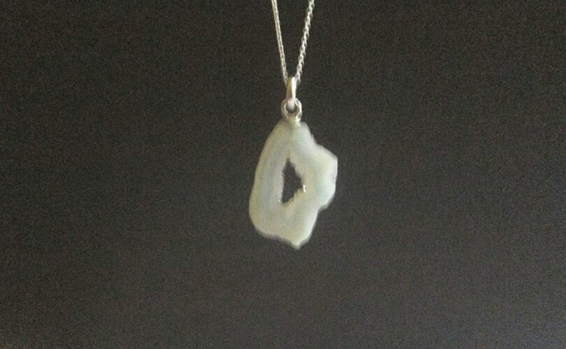 White Agate Sterling Silver Slice Pendant Necklace | Stunning White Agate 92.5 Silver Slice Pendant | 18"Genuine 925 Sterling Silver Chain | Gifts for Her - Image 7