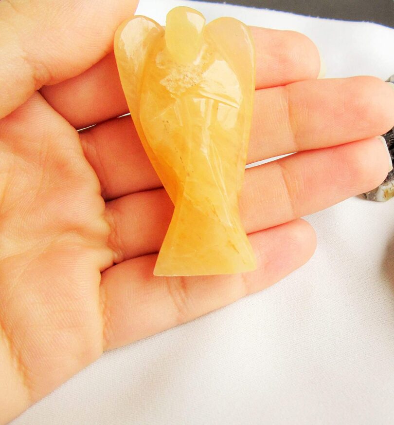 Honey Calcite Crystal Angel | Honey Calcite Crystal Energy Angel | 50mm Crystal Angel | Healing Crystal | Gift Energy Angel