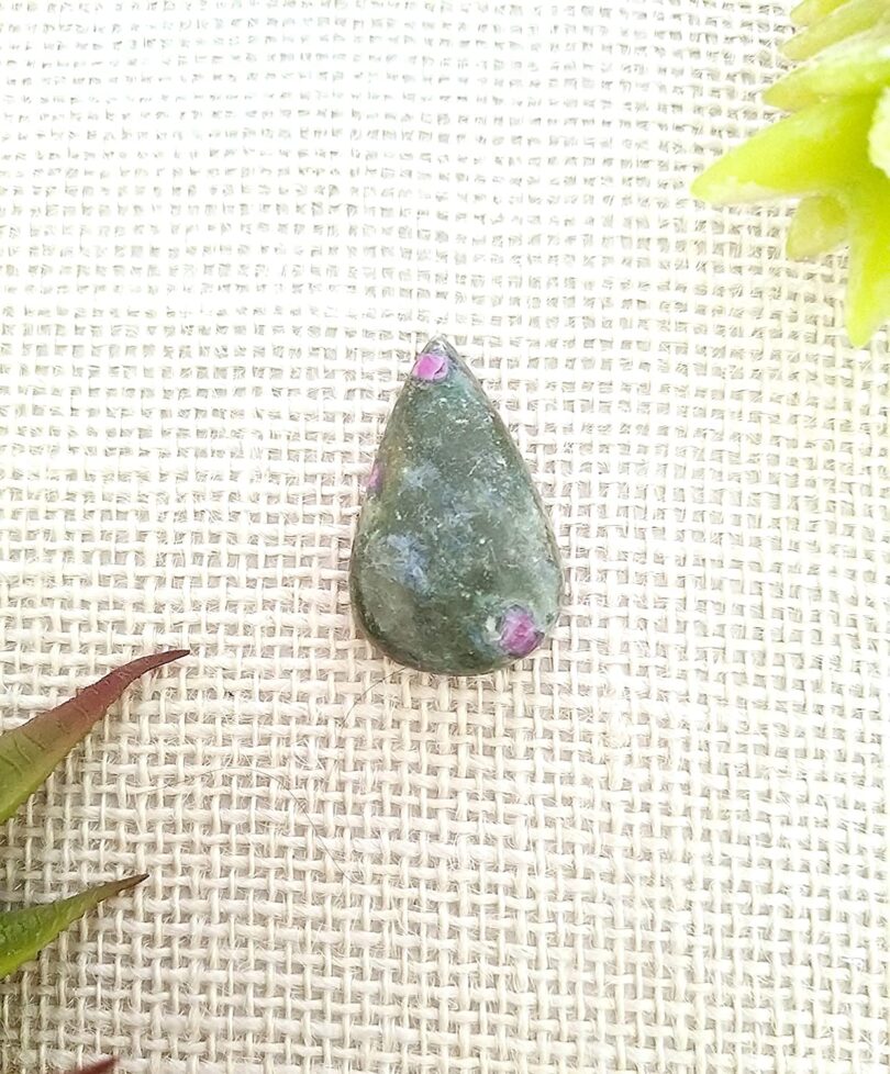 Ruby Ziosite Crystal Cabochon | 40mm Ruby Ziosite Pocket Palmstone | Natural Crystal Energy Cabochon | Healing Worry Stone | Meditation | Gift Energy Palmstone - Image 4