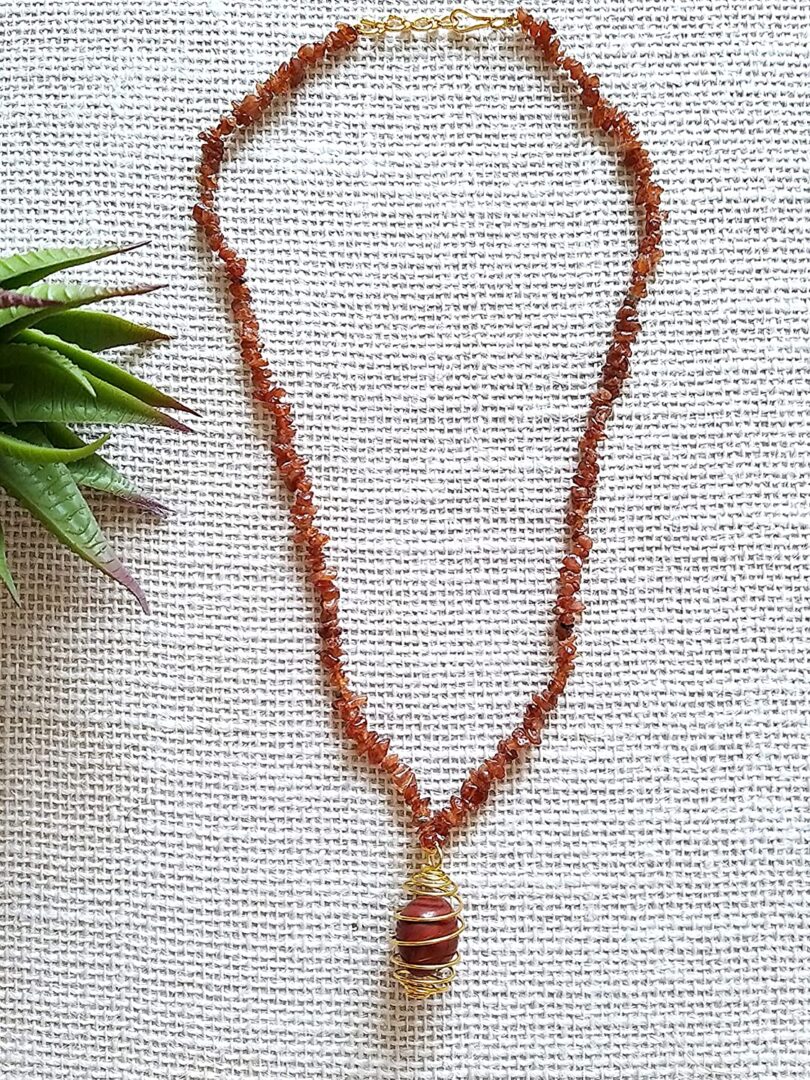 Hessonite Pendant Necklace | Natural Hessonite Gemstone Necklace | Healing Stone | Meditation | Gift Hessonite Crystal Energy Necklace - Image 2