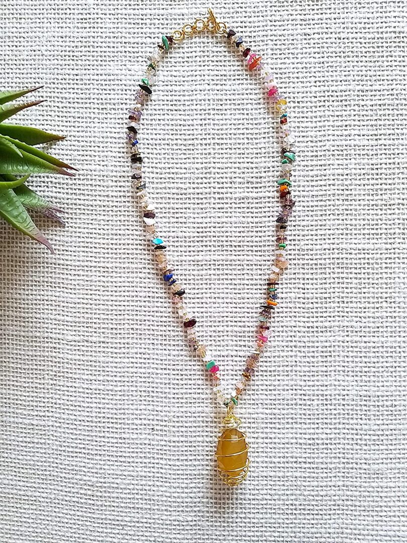 Citrine Crystal Pendant Necklace | Natural Citrine Multi Gemstones Necklace | Crystal Energy Necklace | Healing stone | Gift Crystal Necklace - Image 2