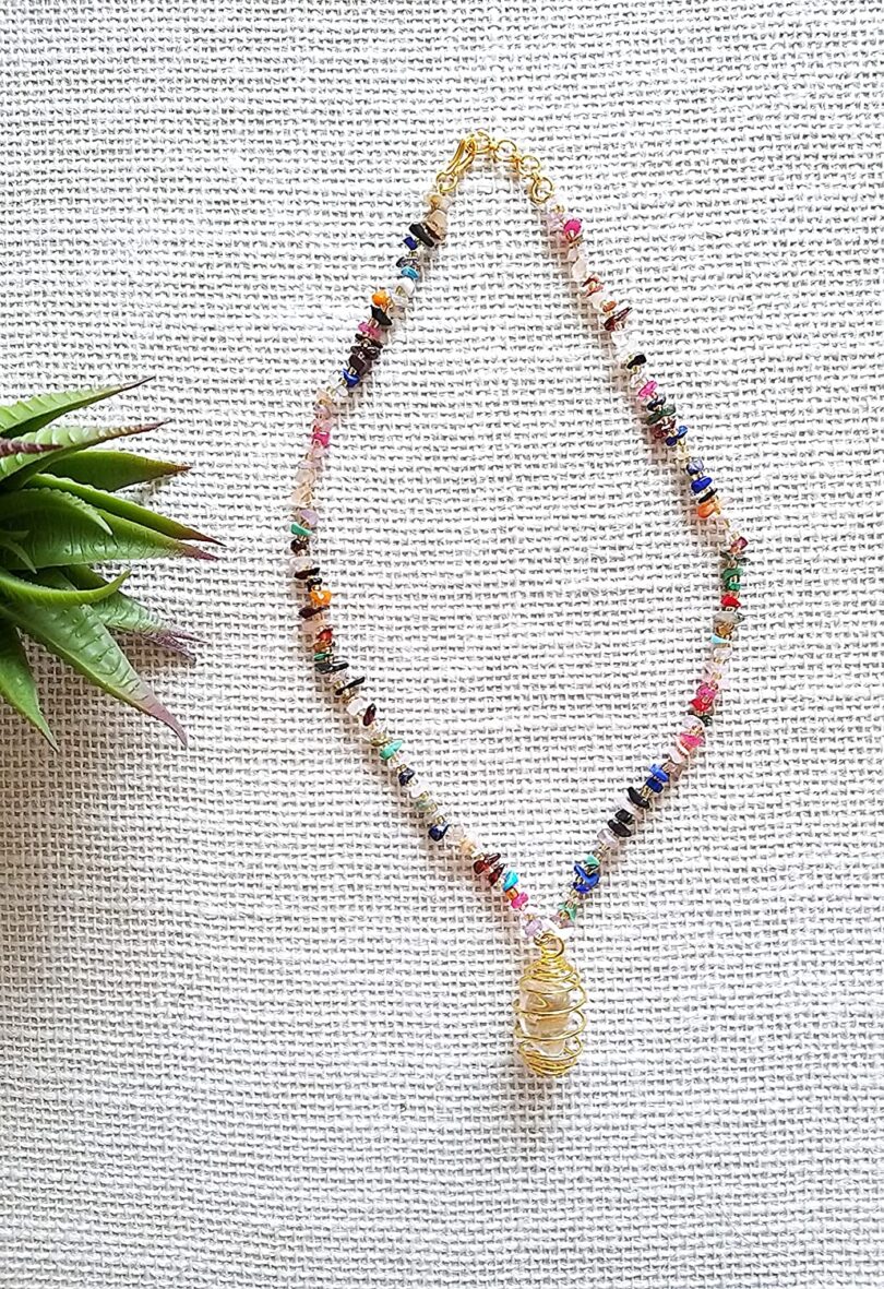 Clear Quartz Energy Necklace | Clear quartz Pendant Necklace | Healing Stone | Meditation | Gift Clear Quartz Crystal Multi Gemstones Necklace - Image 2