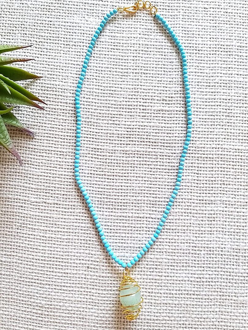 Turquoise Crystal Aquamarine Pendant Necklace | Natural Turquoise Necklace | Crystal Necklace Jewelery | Healing stone | Gift Turquoise Crystal Necklace - Image 2